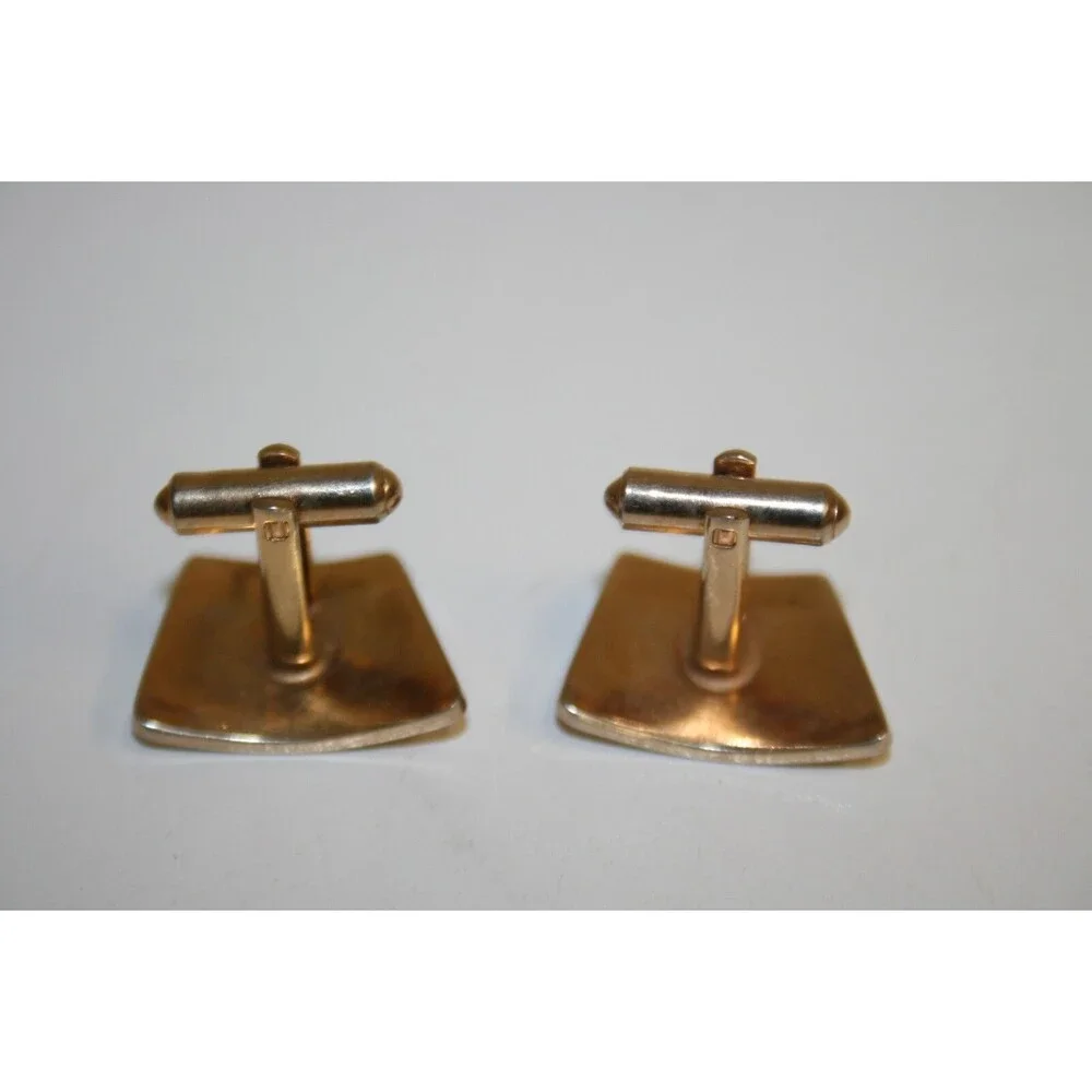 Nice Vintage Mid Century Modern Hickok Golden Brass Men's Dress Cufflinks
